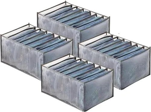 Vista 10 de Organizador de ropa para armario, 7 rejillas, lavable, portátil, organizador de armario, caja de almacenamiento de separación de malla, organizador