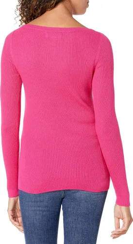 Vista 2 de Tienda Essentials - Suéter ligero y acanalado de manga larga con cuello bote para mujer