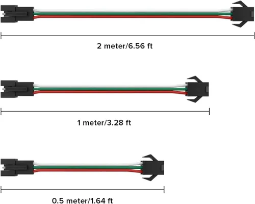 Vista 6 de BTF-LIGHTING 5 piezas/paquete 20 AWG 3 Pin JST SM macho hembra enchufe LED conector 1.64 pies/0.5m cable de extensión para WS2812B WS2811 WS2814