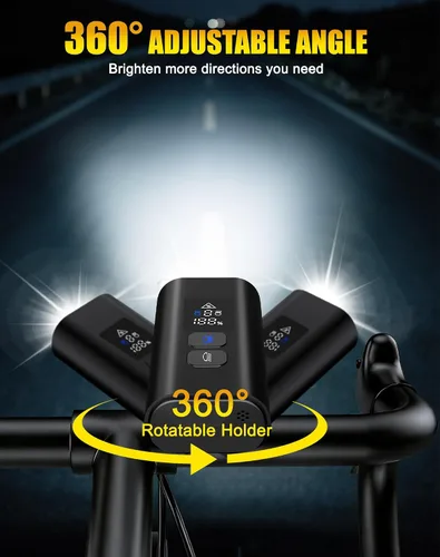 Vista 5 de 17* LED 4800 Lumen Bike Lights, USB-C Rechargeable Bicycle Light, Super Bright Bike Lights for Night Riding, IP65 Waterproof Bicycle Headlight for