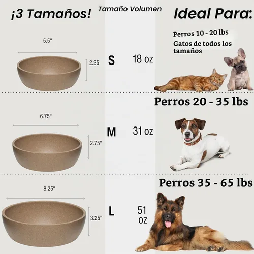 Vista 4 de Loving Pets - Dolce Bamboo - Cuencos y platos ecológicos de bambú para mascotas para perros, gatos, cuenco de comida y agua para cachorros