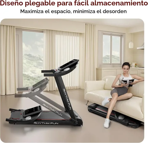 Vista 7 de RHYTHM FUN 8.0 MPH Treadmills for Home, Running Walking Pad Treadmill with Incline up to 8%, Foldable Treadmill with Handle Bar, Low Noise Walking