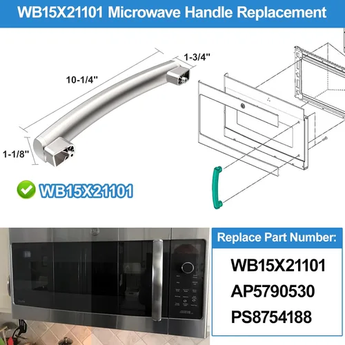 Vista 2 de Manija de puerta de microondas WB15X21101 mejorada compatible con mango de microondas GE, piezas de manija de puerta de microondas GE reforzada