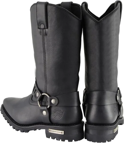 Vista 7 de Milwaukee Leather MBM9015 - Botas de motocicleta negras con arnés de estilo occidental de 11 pulgadas para hombre