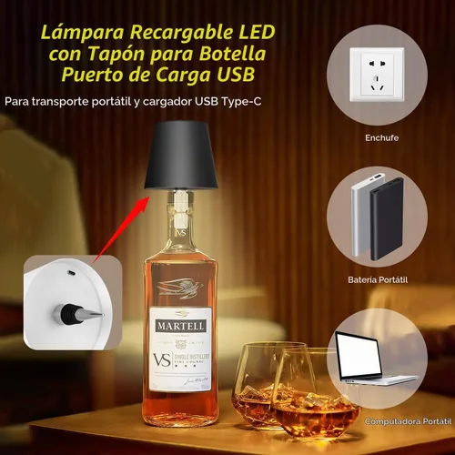Vista 3 de 2025 Nueva Lámpara Inalámbrica para Botellas - Luces LED para Botellas de Licor y Vino, Pantalla Inalámbrica, Luz Superior para Botella de Whisky