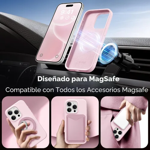 Vista 3 de GONEZ Funda magnética para iPhone 15 Pro, compatible con MagSafe, [protector de pantalla + protector de lente de cámara], funda protectora