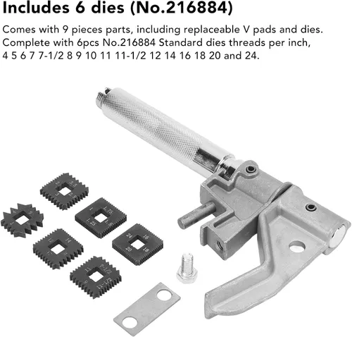 Vista 3 de Herramienta de reparación de rosca externa, perseguidor de rosca externo de aluminio de 1.3-5.0 in, kit de herramientas de reparación de rosca