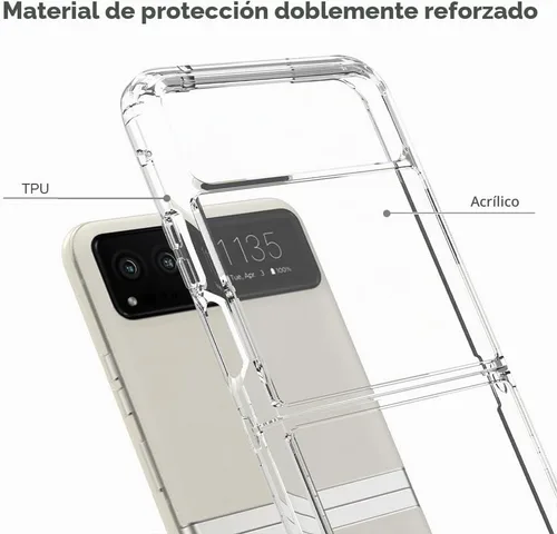 Vista 6 de Funda para Motorola Razr-2023: panel trasero transparente premium + cubierta de parachoques de TPU para Moto Razr 2023 (YKL transparente)