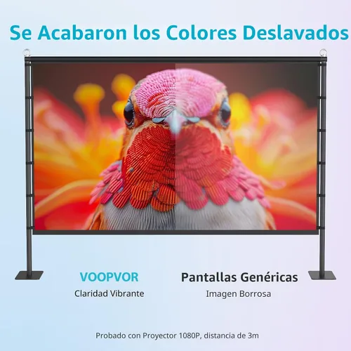 Vista 6 de Pantalla de proyector de 120 pulgadas con soporte, pantalla de cine al aire libre portátil