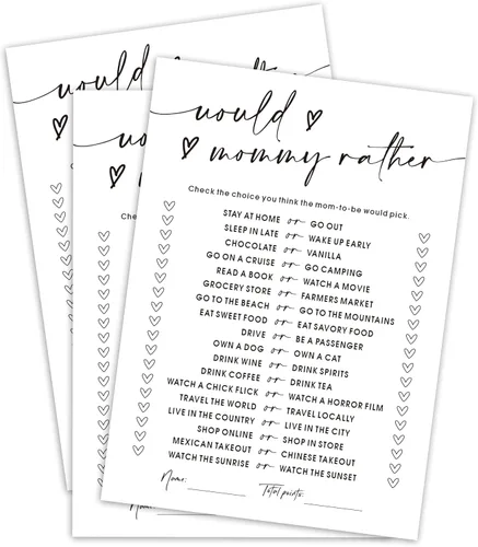 Vista 9 de Juego de cartas minimalistas para baby shower, consejos para nuevos padres, fiesta de revelación de género, juego de 30 -A01