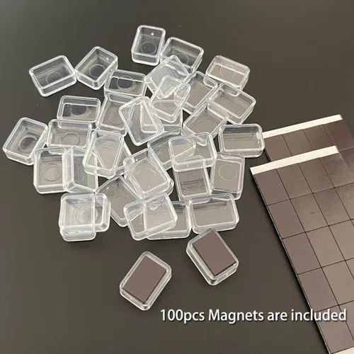 Vista 2 de Sartenes de acuarela vacías con rayas magnéticas – 100 piezas de plástico de 0.0 fl oz kits de sartenes para bricolaje acuarelas o acrílicos pintura