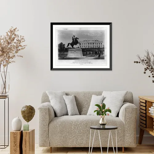 Vista 2 de Historic Framed Print, Mill's colossal equestrian statue. Of General Andrew Jackson, 17-7/8" x 21-7/8