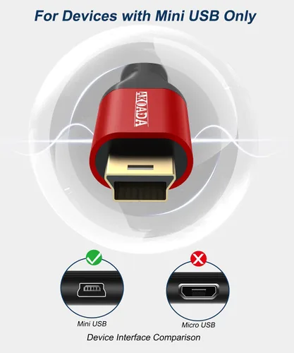 Vista 2 de AkoaDa Paquete de 2 cables mini USB de 10 pies, USB 2.0 tipo A a Mini B, cable de carga trenzado compatible con GoPro Hero 3+, controlador de PS3 2