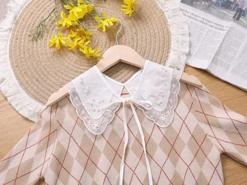 Vista 5 de Collar falso desmontable, mini chal de diamantes de imitación, gargantilla de capa falsa Peter Pan para mujer