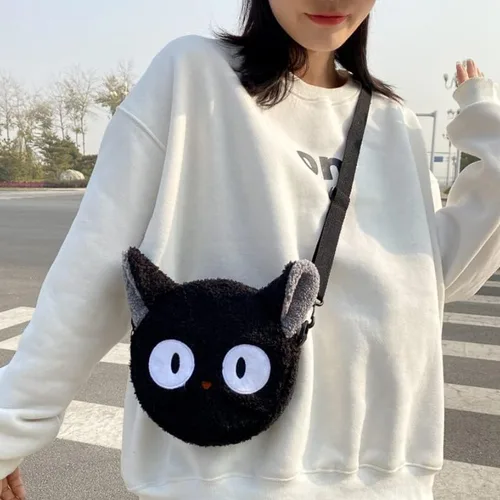 Vista 2 de Y2k - Bolso cruzado pequeño estético, estilo kawaii, bolso cruzado estético para mujer, bolso de mano, Negro -, Suave