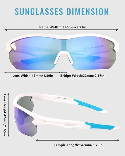 Vista 4 de Myiaur Gafas de sol para mujeres y hombres, protección UV400, estilo P-V, envolventes, ciclismo, deportes, correr, béisbol, M1728