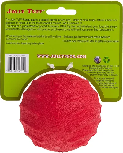 Vista 4 de Jolly Pets Tuff Tosser Bouncing Ball Tog Tog - Soporte para golosinas, 3 pulgadas, color rojo