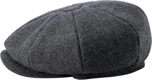 Vista 3 de BOTVELA Sombrero de tweed de espiga de 8 paneles de mezcla de lana para hombre