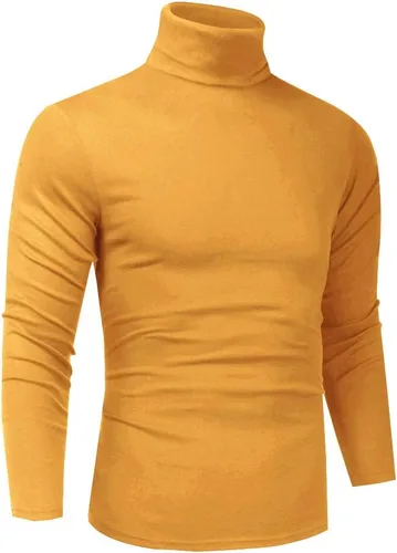 Vista 56 de Camiseta de manga larga para hombre, ajustada, ligera, con cuello de tortuga