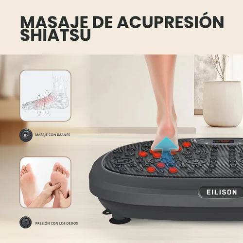 Vista 4 de EILISON FitMaxx 3D XL Vibration Plate Exercise Machine - Whole Body Workout Vibration Platform w/Loop Bands - Lymphatic Drainage Machine for