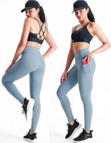 Vista 61 de Neleus calzas de yoga para mujer con bolsillo y cintura alta, para correr, con control de barriga