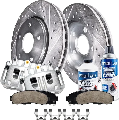 Vista 32 de Detroit Axle - 4 rotores de freno para Chevrolet Cruze 2014 2015 [modelos de motores de gas] Rotores de freno de disco perforados y ranurados