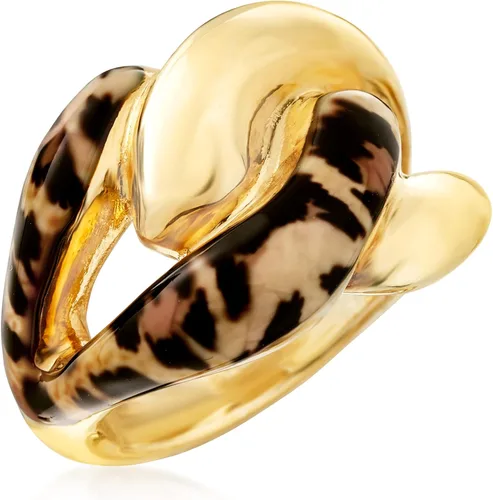 Vista 4 de Ross-Simons Italian Leopard-Print Enamel Link Ring in 18kt Gold Over Sterling