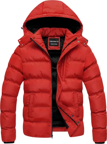 Vista 7 de CREATMO US Chaqueta acolchada para hombre, impermeable, para invierno, abrigo de esquí grueso y cálido