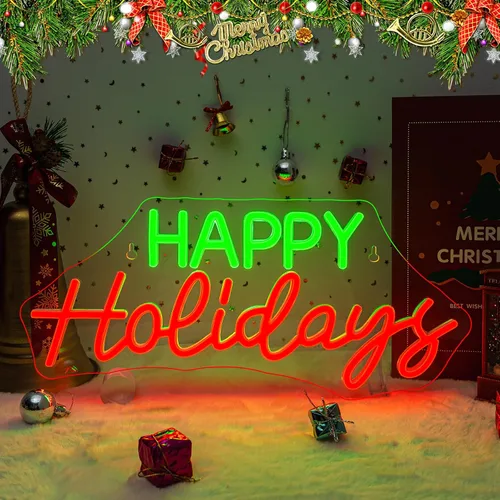 Vista 16 de Horseneon Letrero de neón de Navidad con texto en inglés "Welcome Foolish Mortals", mansión embrujada, decoración de pared LED para puerta, Mab