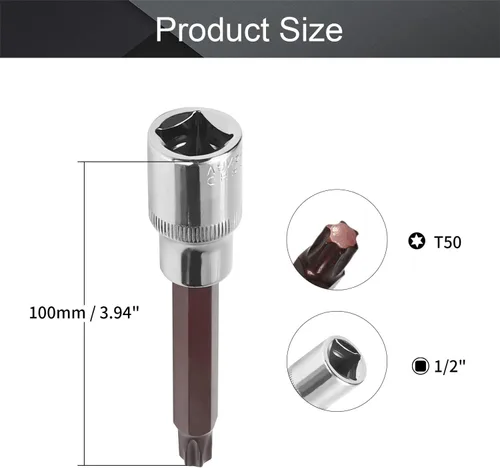 Vista 104 de Utoolmart 1/2" Drive x 0.551 in largo Hex Bit Socket, métrico, S2 y Cr-V acero 1pcs