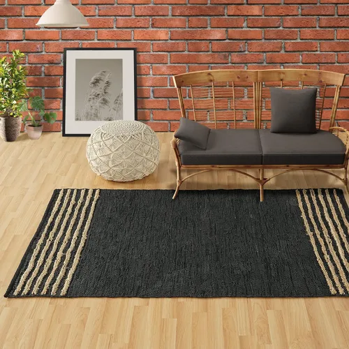 Vista 14 de GRUHUM Alfombra rectangular de algodón de yute de 2 x 3 pies, tejida a mano, natural, estilo granja bohemio para sala de estar, dormitorio, cocina