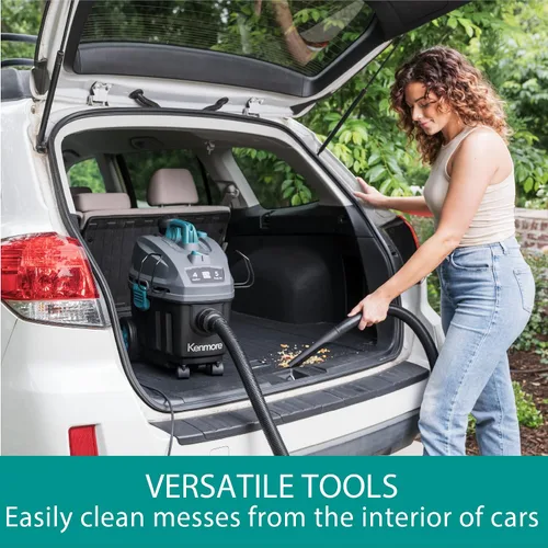 Vista 5 de Kenmore KW3050 Aspiradora de cartucho húmedo y seco de 4 galones, 5 HP Pico con motor de 2 etapas, limpiador con filtro HEPA lavable y bolsas