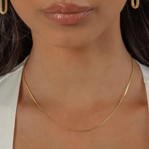 Vista 6 de CAROVO Gargantilla para mujer, delicado collar chapado en oro de 14 quilates, con lentejuelas y puntos brillantes, caja de clip satélite, collares