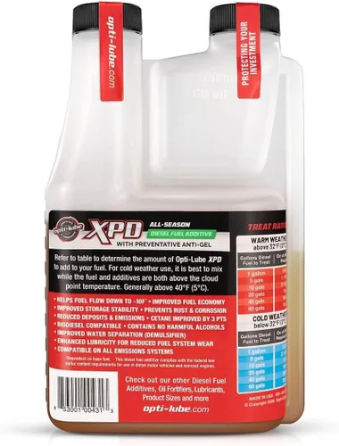 Vista 2 de Opti-Lube XPD - Aditivo de combustible diésel para todas las estaciones, botella dosificadora de 16 onzas, paquete de 4