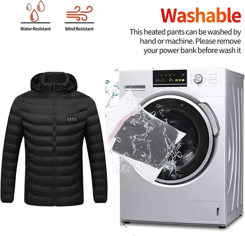 Vista 6 de Chaqueta térmica para hombres y mujeres, abrigo térmico con capucha, chaquetas cálidas, resistentes al viento, carga USB, calentador de cuerpo, 21