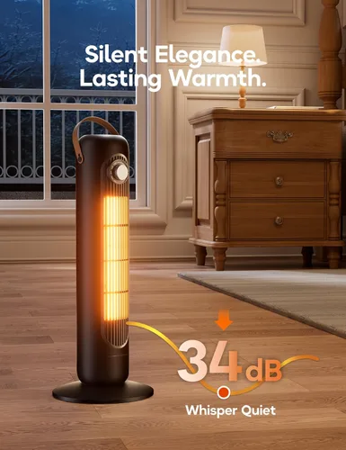 Vista 4 de Calentadores de exterior para patio, calefacción 1S de 350 pies cuadrados, calentador eléctrico de cerámica PTC de 1500 W, protección contra