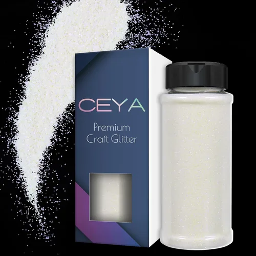 Vista 10 de Ceya Purpurina blanca ultra fina de 3.5 onzas/3.53 oz Coastline blanco iridiscente para manualidades, purpurina de 1/128 pulgadas, 0.008 pulgadas