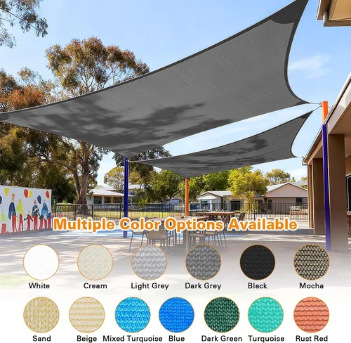 Vista 9 de Artpuch Toldo parasol rectangular de 5 x 10 pies, color gris oscuro con bordes curvos, tela permeable de grado comercial de 6.35 oz/m² para patio al