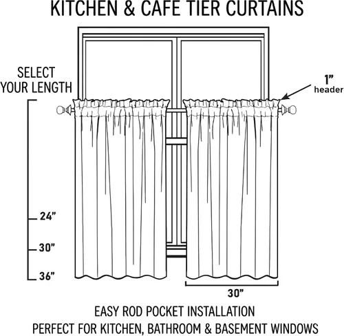 Vista 8 de VOGOL Cortinas de Nivel para Cocina para Ventana, Flores Azules y Enredaderas Bordadas Cortina de 24 Pulgadas de Largo, Cortinas Cortas Tratamiento