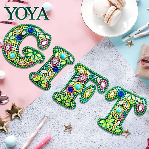 Vista 5 de YOYA Llaveros de Pintura de Diamantes de Doble Cara 5D Letras Kit de Llaveros de Pintura de Diamantes DIY Taladro Completo Arte de Diamantes