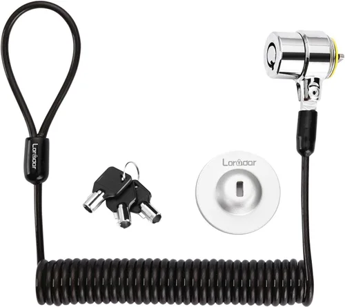 Vista 8 de Cerradura retráctil de seguridad de 8 pies con 3 teclas para laptop, portátil, para monitores, laptops, MacBooks, tabletas, iPad, Mac mini
