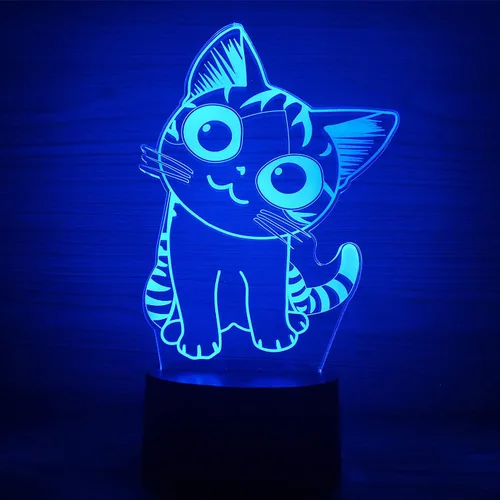 Vista 2 de Luz nocturna LED de ilusión óptica 3D, lámpara de escritorio para dormir para niños y niñas, control táctil, 7 cambios de color, alimentada por USB