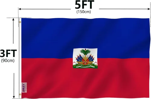 Vista 7 de Anley Fly Breeze - Bandera de Haití de 3 x 5 pies, color vivo y a prueba de decoloración, cabecera de lona y doble costura, banderas nacionales