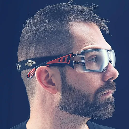 Vista 2 de ToolFreak Lentes de seguridad Ripout, transparentes, lentes de policarbonato y protección UV, acolchado de espuma y correa ajustable, lentes