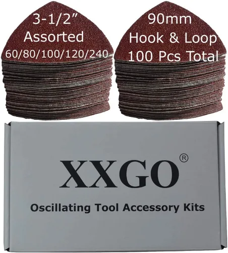 Vista 11 de XXGO 4 almohadillas de lijado multiherramienta oscilantes triangulares de gancho y bucle de 3.5 pulgadas No.XG9004