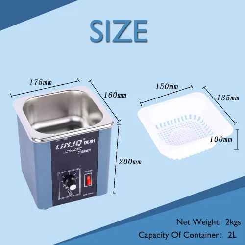 Vista 7 de Máquina de limpieza ultrasónica profesional de 67.6 fl oz con temporizador, máquina de limpieza ultrasónica para gafas, anillos, aretes, collares
