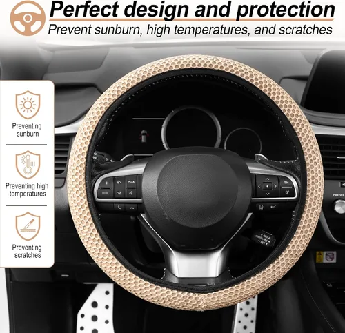 Vista 6 de Alpmosn Funda Elástica Extensible para Volante, Microfibra Transpirable de Seda de Hielo, Antideslizante, Accesorios de Interior de Automóvil
