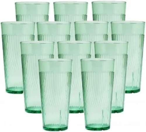 Vista 15 de TrueCraftware - Juego de 12 vasos Belice de policarbonato azul de 8 onzas. Vasos de té helado de alta calidad, apilables, reutilizables, aptos
