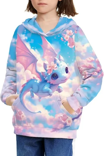 Vista 44 de Ystardream - Sudaderas para niñas adolescentes con bolsillo, sudaderas de manga larga para niños 0 Lindo Axolotl Rosa