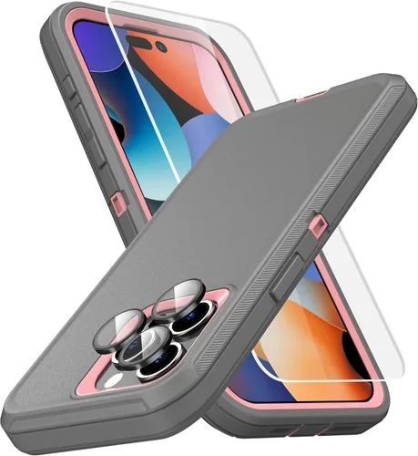 Vista 8 de MXX Funda de Alta Resistencia para iPhone 15 con Pantalla de Vidrio Templado, Protector de Lente de Cámara de 3 Capas, Protección Completa